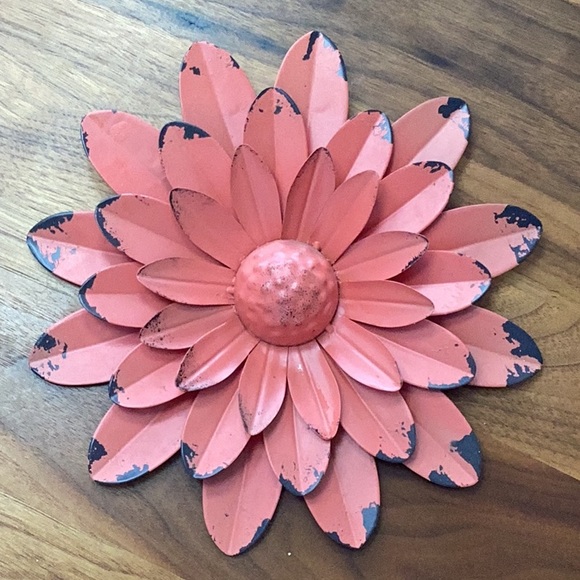 Wall Decor Metal Flower Wall Decor In Orangecoral Color Euc Poshmark